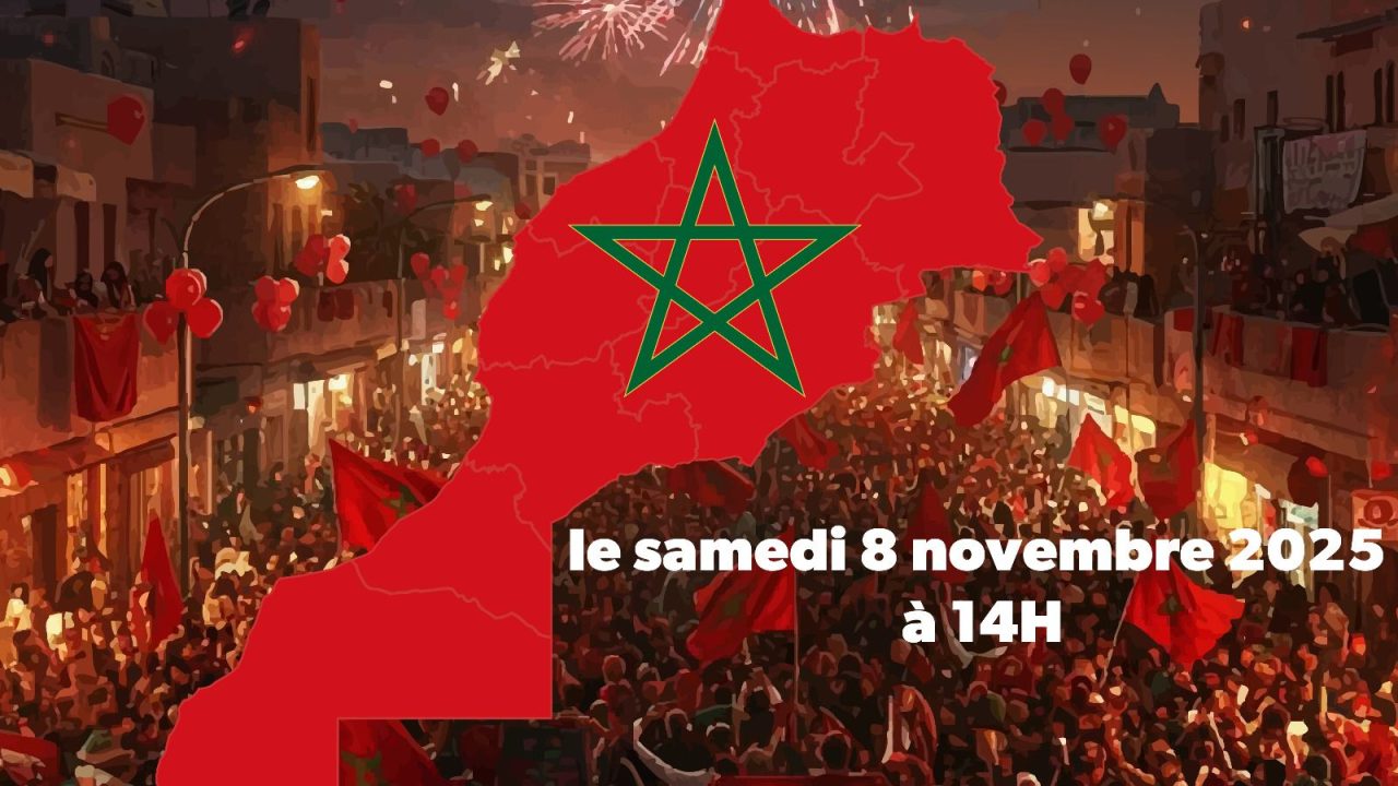 🔴 الجالية المغربية بفرنسا تُحيي الذكرى الخمسين للمسيرة الخضراء باستعراض وطني كبير في مانت لا جولي